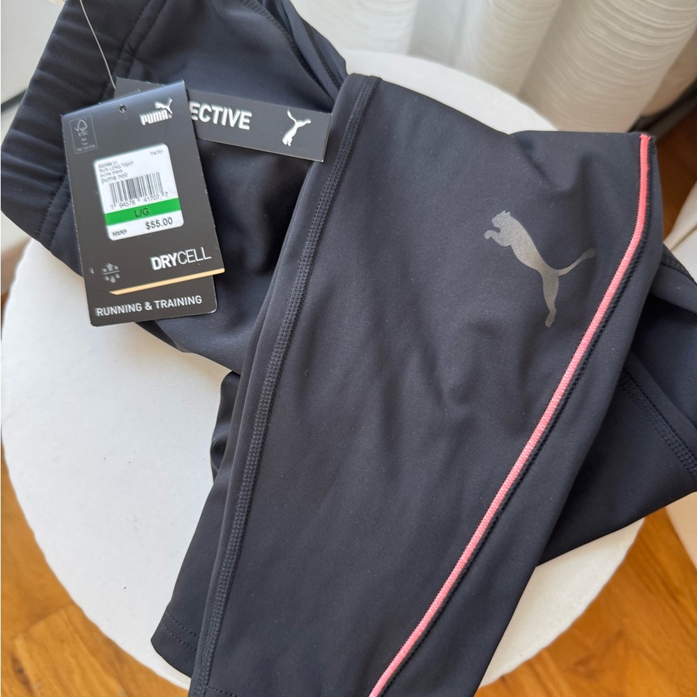 Puma Black Leggings with Pink Accent